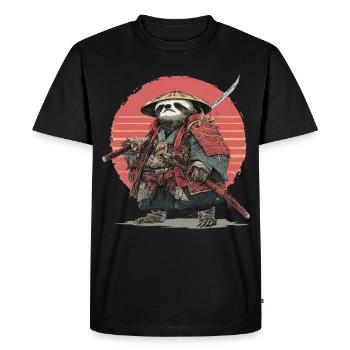 Sloth Samurai in Red Sunset Armor - Men's Premium Organic T-Shirt - black - Front - Nico (187cm)
