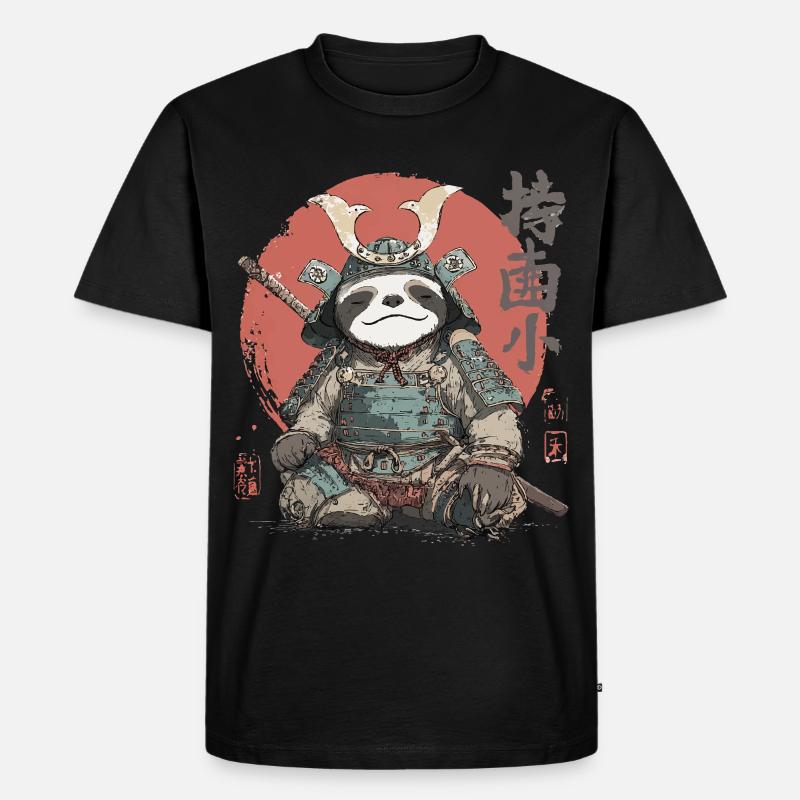 Faultier-Samurai-Rüstung - Männer Premium Bio T-Shirt - Schwarz