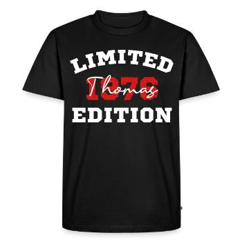 Édition limitée du t-shirt d’anniversaire de Thomas 1976 - T-shirt Premium bio Homme - noir - Devant - Nico (187cm)