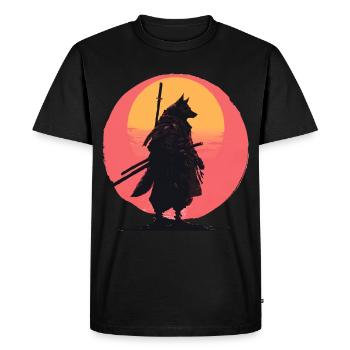 Wolf Sunset Samurai Rider - Men's Premium Organic T-Shirt - black - Front - Nico (187cm)