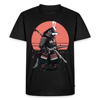 Wolf Samurai of the Dawn - Men's Premium Organic T-Shirt - black - Front - Nico (187cm)