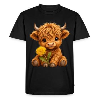 Bétail des Highlands, Vache des Highlands, Vache des Highlands, Pissenlit - T-shirt Premium bio Homme - noir - Devant - Nico (187cm)