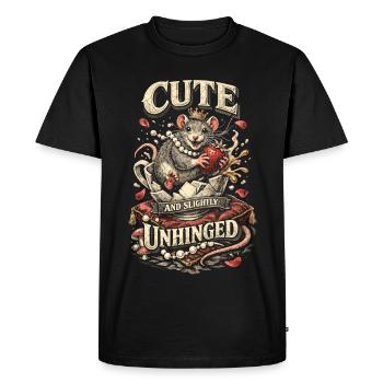 Color Rat House Rat Cute And Slightly Unhinged - Men's Premium Organic T-Shirt - black - Front - Nico (187cm)