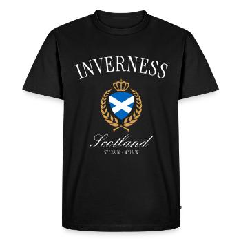 Inverness Scotland Crest Crown – Travel Souvenir - Men's Premium Organic T-Shirt - black - Front - Nico (187cm)