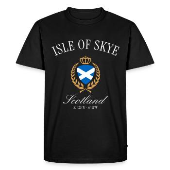 Isle of Skye Scotland Coat of Arms – Travel Souvenir - Men's Premium Organic T-Shirt - black - Front - Nico (187cm)