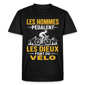 Les Hommes Pédalent Les Dieux Font du Vélo Humour - T-shirt Premium bio Homme - noir - Devant - Nico (187cm)