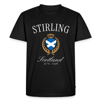 Couronne des armoiries de Stirling Scotland – Souvenir de voyage - T-shirt Premium bio Homme - noir - Devant - Nico (187cm)