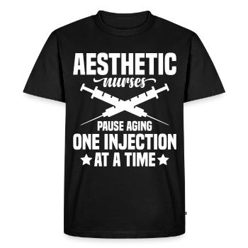Inspecteur esthétique d’injecteurs de Botox pour vieillir - T-shirt Premium bio Homme - noir - Devant - Nico (187cm)