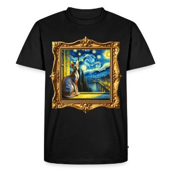 Sphynx Chat Nuit Étoilée - T-shirt Premium bio Homme - noir - Devant - Nico (187cm)