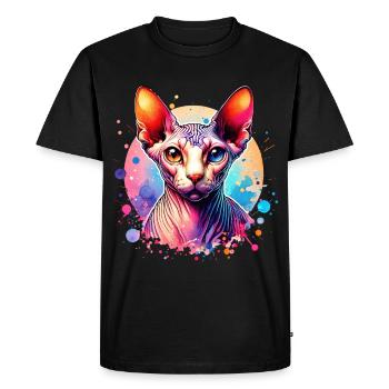 Motif du chat Sphynx - T-shirt Premium bio Homme - noir - Devant - Nico (187cm)