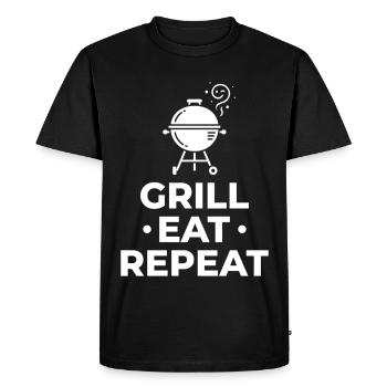 Grill Eat Repeat – Le must-have pour les maîtres du grill - T-shirt Premium bio Homme - noir - Devant - Nico (187cm)