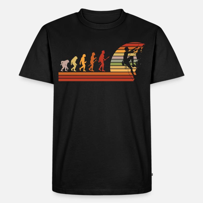 Evolution des Kletterns Retro Design - Männer Premium Bio T-Shirt - Schwarz