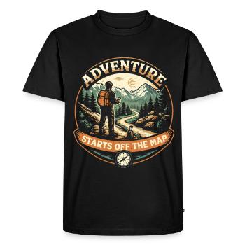 L’aventure géocache commence sur la carte - T-shirt Premium bio Homme - noir - Devant - Nico (187cm)