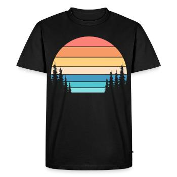 Coucher de Soleil Rétro et Forêt de Pins - T-shirt Premium bio Homme - noir - Devant - Nico (187cm)