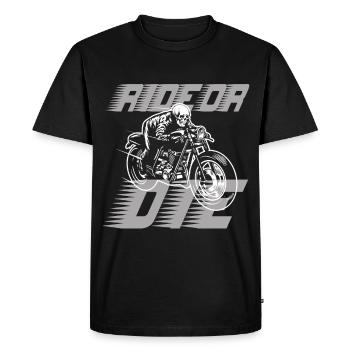 Vitesse de motard squelette à cheval ou à mort - T-shirt Premium bio Homme - noir - Devant - Nico (187cm)