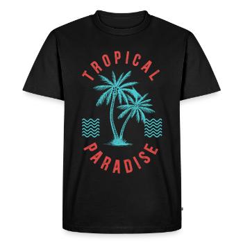 Insigne Retro Palm Tropical Paradise - T-shirt Premium bio Homme - noir - Devant - Nico (187cm)