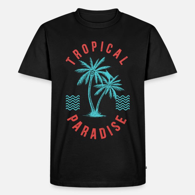 Tropical Paradise Retro Palm Abzeichen - Männer Premium Bio T-Shirt - Schwarz