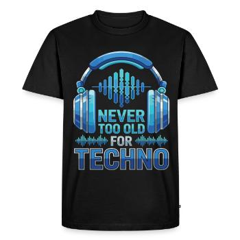 Jamais trop vieux pour la musique techno DJ - T-shirt Premium bio Homme - noir - Devant - Nico (187cm)