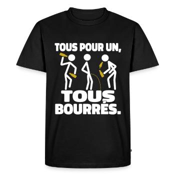 Tous Pour Un Tous Bourrés Humour Apéro - T-shirt Premium bio Homme - noir - Devant - Nico (187cm)
