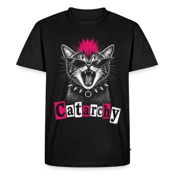 Catarchy Punk Drôle de Femmes Chat - T-shirt Premium bio Homme - noir - Devant - Nico (187cm)