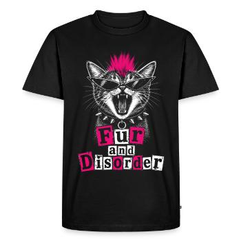 Pelage et Désordre Punk Chat Drôle - T-shirt Premium bio Homme - noir - Devant - Nico (187cm)