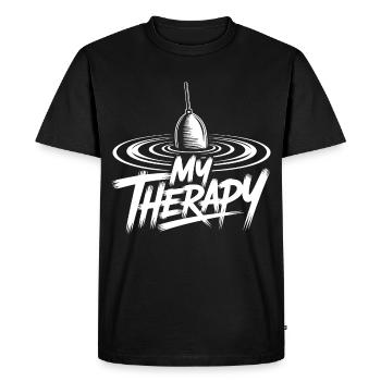 Thérapie de la pêche - T-shirt Premium bio Homme - noir - Devant - Nico (187cm)