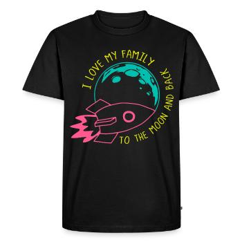 I Love My Family to the Moon Rocket Neon - Men's Premium Organic T-Shirt - black - Front - Nico (187cm)