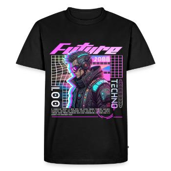 Neon Cyberpunk Cyclist - Men's Premium Organic T-Shirt - black - Front - Nico (187cm)