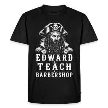 Edward Teach Barbier Pirate Barber Vintage - T-shirt Premium bio Homme - noir - Devant - Nico (187cm)