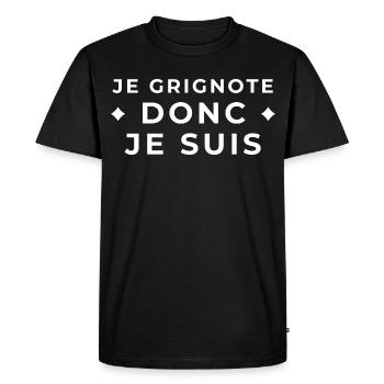 Je Grignote Donc Je Suis - Humour Gourmand - T-shirt Premium bio Homme - noir - Devant - Nico (187cm)
