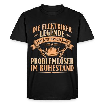 Légende de l’électricien à la retraite - Don de retraite - T-shirt Premium bio Homme - noir - Devant - Nico (187cm)