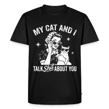 Style chat et paroles coquines Chats qui parlent comme des merdes - T-shirt Premium bio Homme - noir - Devant - Nico (187cm)