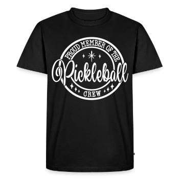 Proud Pickleball Crew Emblem Sports Gift - Men's Premium Organic T-Shirt - black - Front - Nico (187cm)