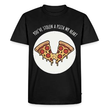 Cœur de Pizza - T-shirt Premium bio Homme - noir - Devant - Nico (187cm)