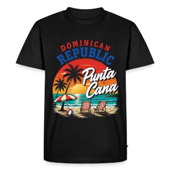 Punta Cana Sunset Beach Art - Men's Premium Organic T-Shirt - black - Front - Nico (187cm)