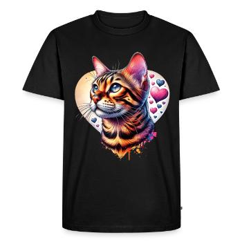 leopard cat - Men's Premium Organic T-Shirt - black - Front - Nico (187cm)