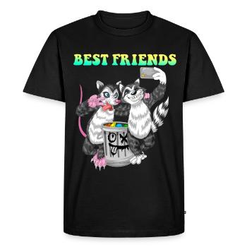 Meilleurs amis opossum et raton laveur Compagnons drôles de déchets - T-shirt Premium bio Homme - noir - Devant - Nico (187cm)