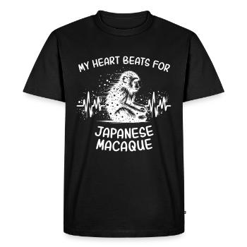 Ligne du cœur du macaque japonais - T-shirt Premium bio Homme - noir - Devant - Nico (187cm)