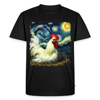 Leghorn Chickens Starry Night - Men's Premium Organic T-Shirt - black - Front - Nico (187cm)