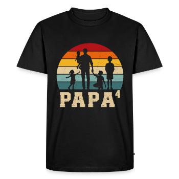 Dad 4 children father 4 children four times father - Men's Premium Organic T-Shirt - black - Front - Nico (187cm)