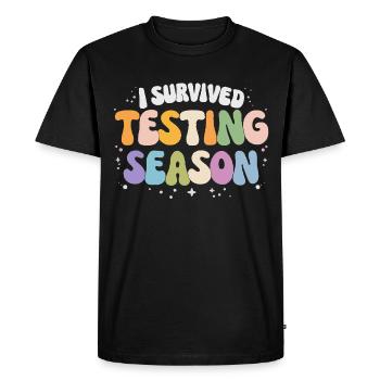 I survived the exam phase School Humor - Men's Premium Organic T-Shirt - black - Front - Nico (187cm)