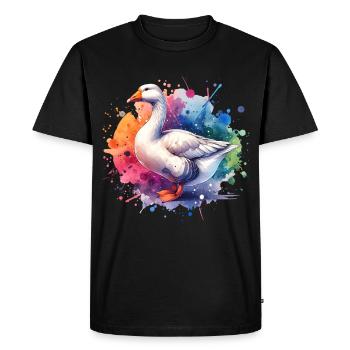 Pilgrim Goose Gift - Men's Premium Organic T-Shirt - black - Front - Nico (187cm)