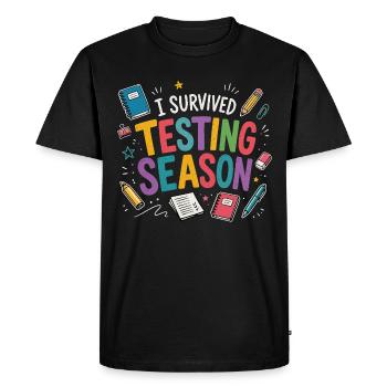 I survived the exam phase School Humor - Men's Premium Organic T-Shirt - black - Front - Nico (187cm)