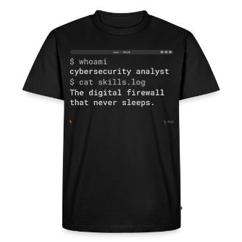 Cybersecurity Analyst Terminal - IT Gift - Men's Premium Organic T-Shirt - black - Front - Nico (187cm)