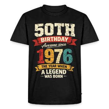 50 Years Anniversary Legend 1976 - Vintage - Men's Premium Organic T-Shirt - black - Front - Nico (187cm)