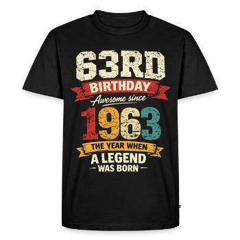 63 Year Old Birthday Legend 1963 - Vintage - Men's Premium Organic T-Shirt - black - Front - Nico (187cm)