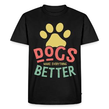 Les chiens rendent la vie meilleure - T-shirt Premium bio Homme - noir - Devant - Nico (187cm)