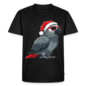 Perroquet gris d’Afrique oiseau de Noël - T-shirt Premium bio Homme - noir - Devant - Nico (187cm)