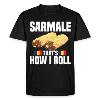 Sarmale, c’est comme ça que je roule le Snack roumain - T-shirt Premium bio Homme - noir - Devant - Nico (187cm)