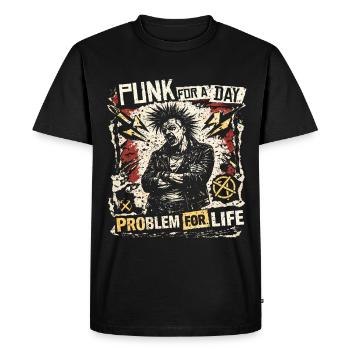 Punk For A Day - Men's Premium Organic T-Shirt - black - Front - Nico (187cm)